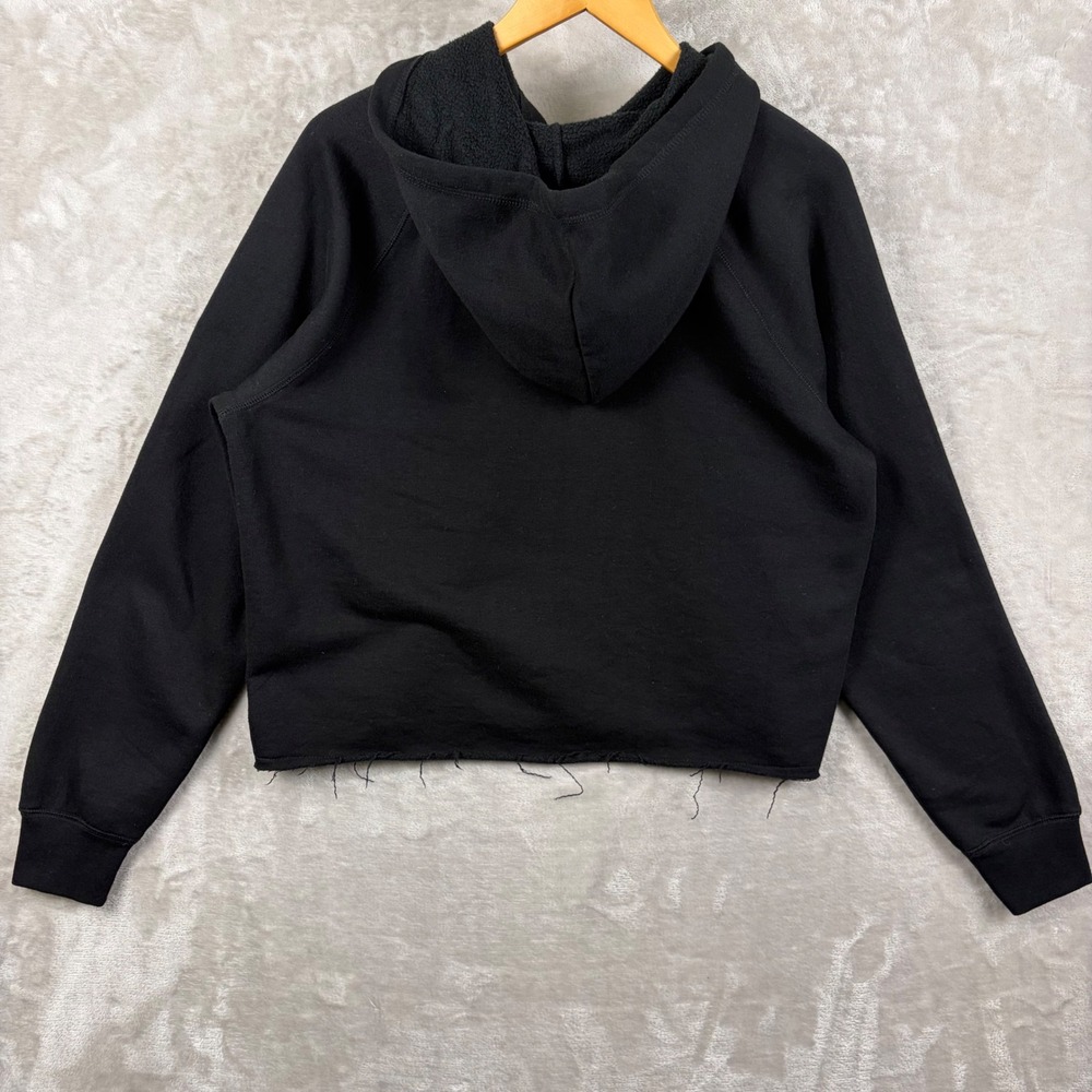 Brunette The Label Hoodie Sweatshirt Black M L Girls Graphic Crop Raw Hem Edgy - Picture 2 of 10